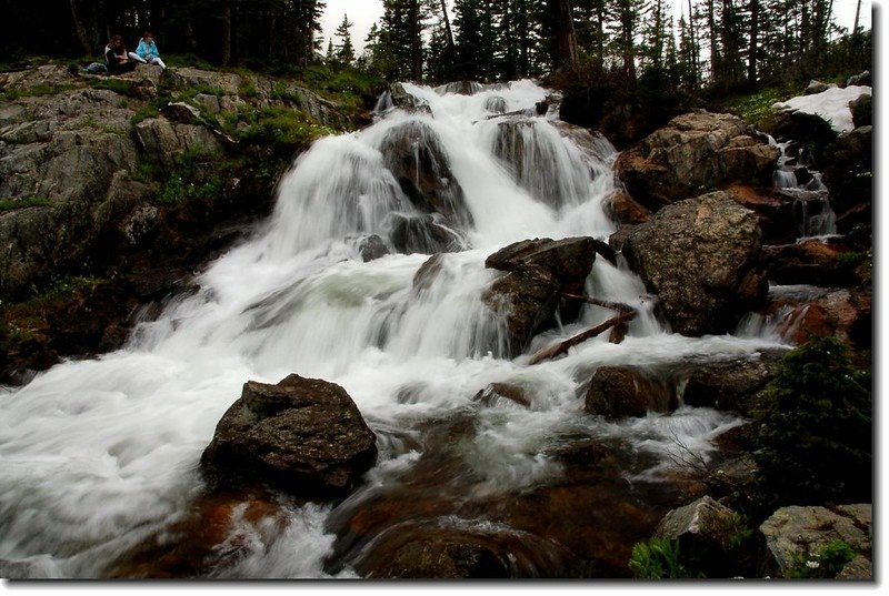 The trail crosses the North Fork Middle Boulder Creek just below this picturesque waterfall 1