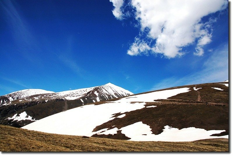 View to Mount Lincoln &amp; Bross from the top of the knoll on trail 208