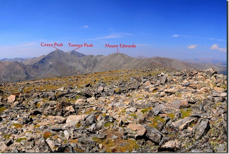 View of Grays、Torreys Peaks and Mt. Edwards from the summit of Argentine Peak 2-1