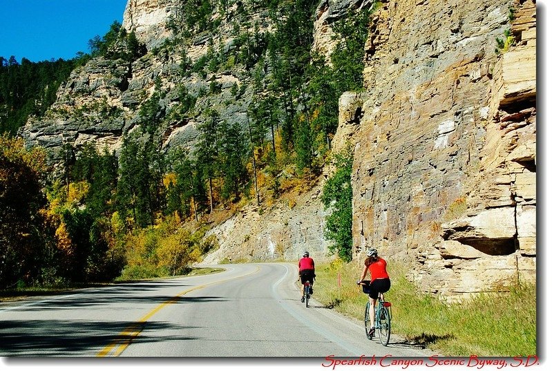 Biking on Spearfish Canyon Scenic Byway 1