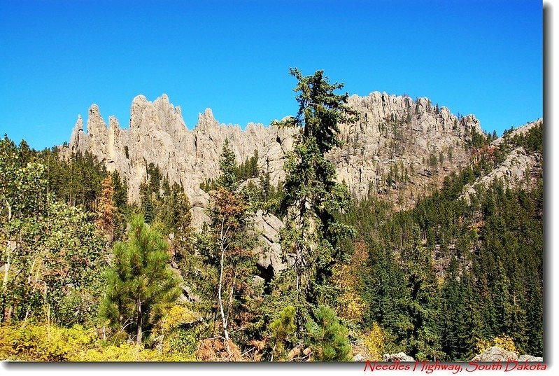 The needle-like granite formations along the highway 13