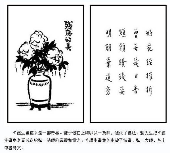 《護生畫集》為著名畫家豐子愷為紀念弘一法師俗名李叔同而繪製，