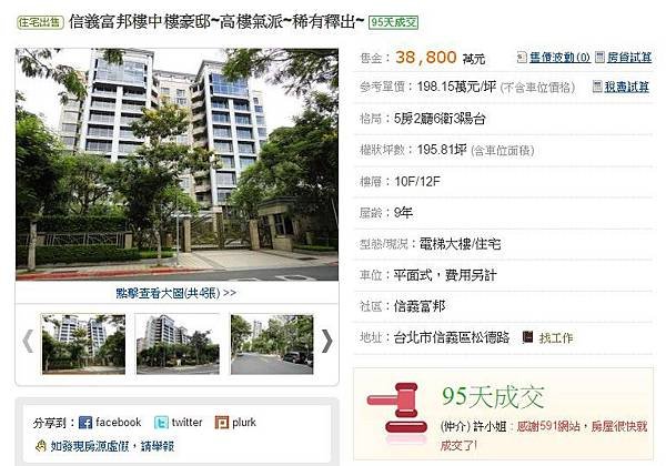 信義富邦/最貴豪宅信義富邦每坪358萬元成交/「公司」買豪宅