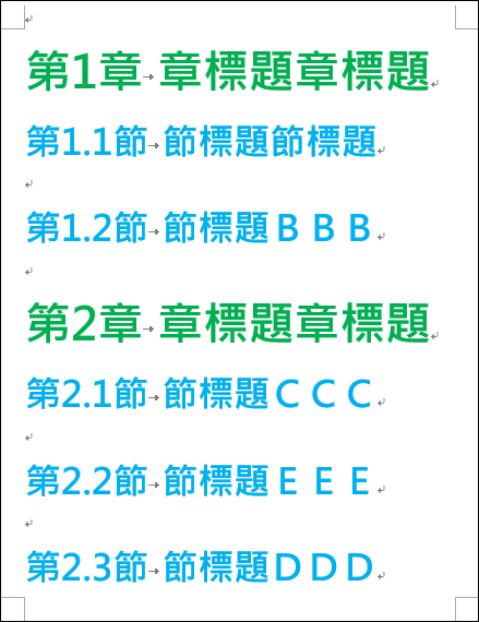 Word-在文件中建立自動產生的章、節清單