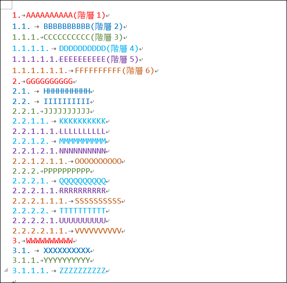 Word-多層次清單設定