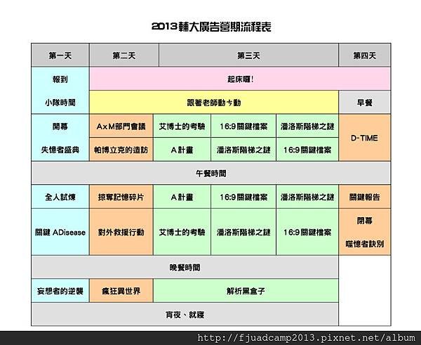 廣告營時間流程表