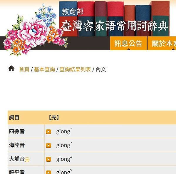 客語發音查詢/姓名查詢功能-臺灣客家語常用辭典/