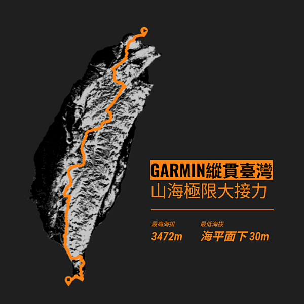 3. Garmin揉合中雙塔、中央山脈大縱走，將路線延伸至外海，8天接力挑戰4000米海拔落差，開創台灣戶外極限新玩法