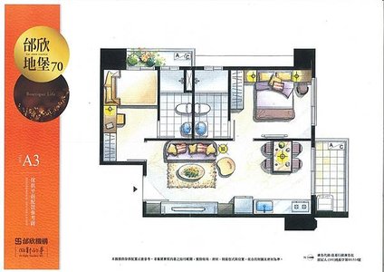 【邰欣地堡建設公司．邰欣地堡70】台南東區德高重劃區預售屋大樓兩房傢俱配置圖~薔薇媽媽看房手札