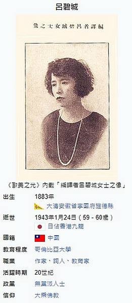 呂碧城1883年-1943年-女權運動先驅-安徽人-美艷有如