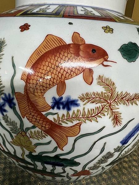 五彩魚藻紋蓋罐/比利時瑪麗蒙特皇家博物館珍藏的16世紀明朝魚
