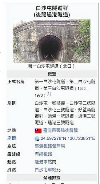 後龍過港舊隧道/1922年啟用白沙屯隧道群（1973）這三座