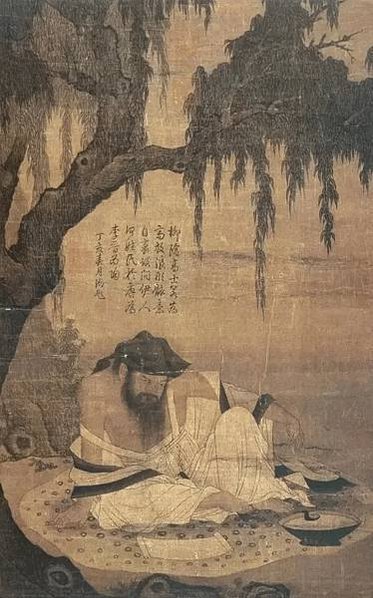 宋代男士吊帶裙-陶淵明/南宋《柳蔭高士圖》描繪的是柳蔭之下，