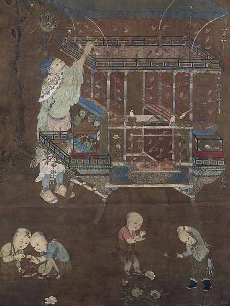 李嵩 貨郎圖/倒爺/貨郎擔來到農村時，眾多婦女兒童爭購圍觀的