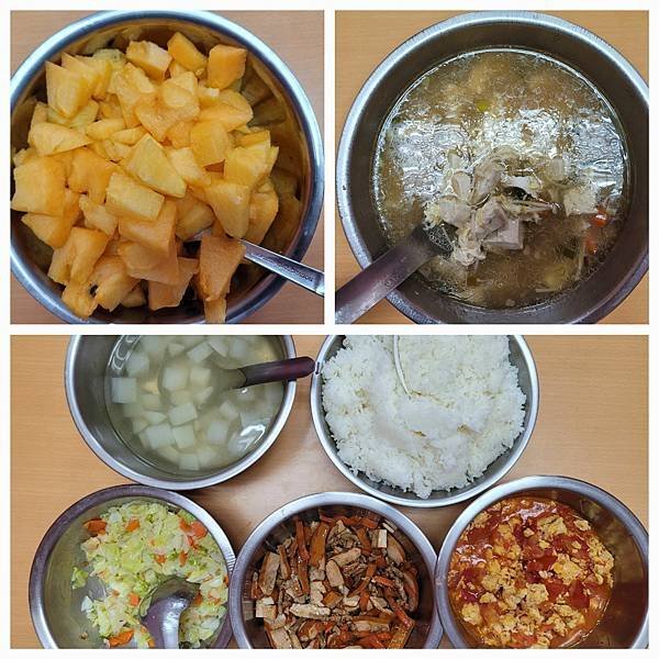 112.07.20 水果餐、番茄炒蛋、豆干炒肉絲、時蔬、蘿蔔