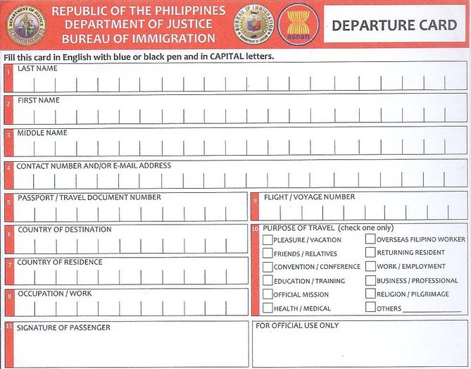 departure card