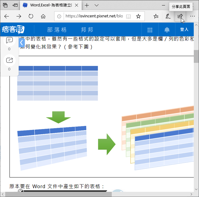 如何在電腦和手機間傳送正在檢視的網頁？