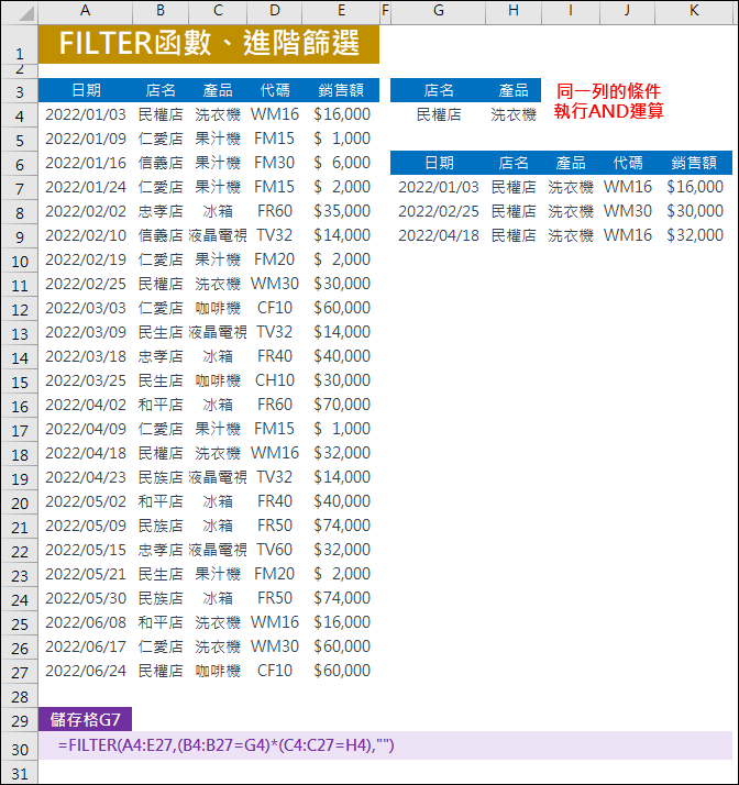 Excel-FILTER函數與進階篩選