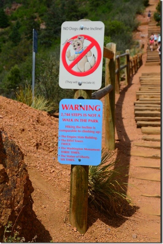 Warning sign at the base of The Incline