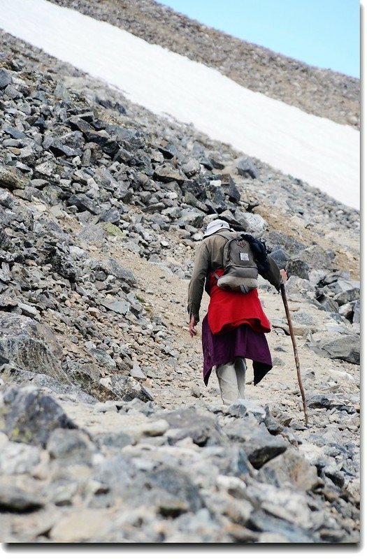 An old hiker on his way  to Grays Peak