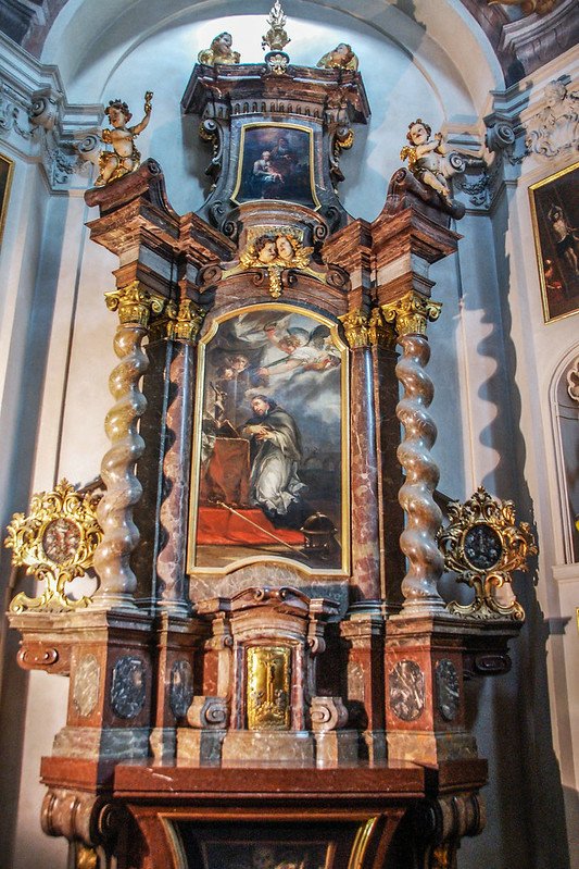 Skeleton in a sepulchre, St. George&apos;s Basilica, Prague Castle.