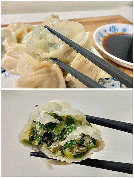 【開箱】在地板橋美食。宅配美食冷凍水餃推薦。飽滿多汁料實在的免沾醬手工水餃 － 阿得師食品館（皇后手工水餃高麗菜 / 韭菜）
