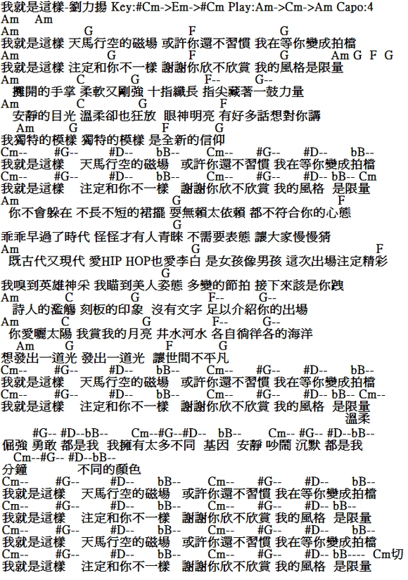 我就是這樣吉他譜-劉力揚.PNG