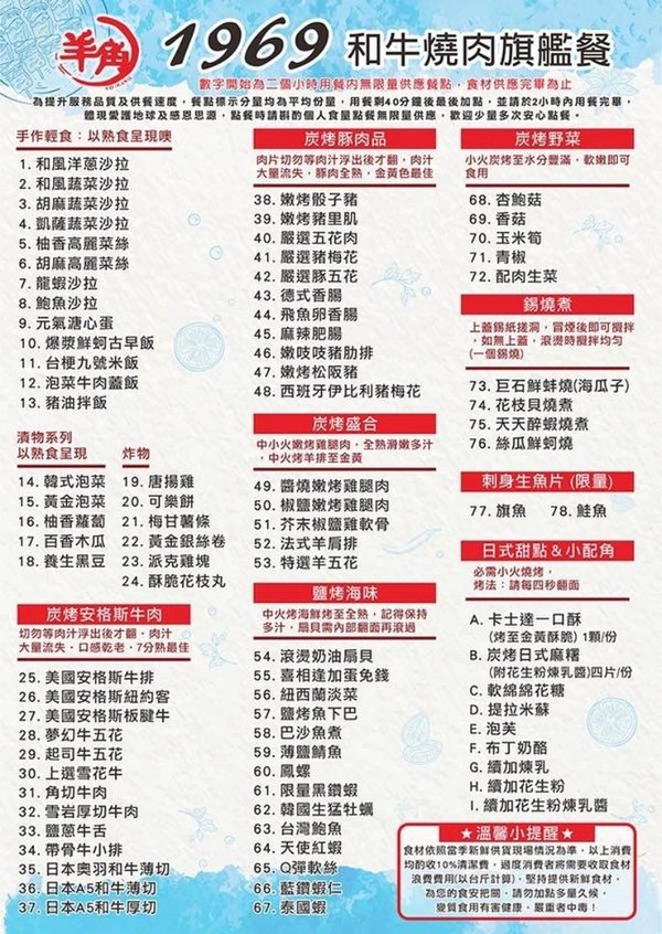 羊角燒肉：台中燒肉吃到飽，日本A5和牛、泰國活蝦、生魚片無限