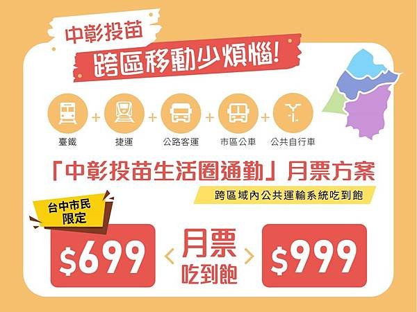 tpass中彰投苗跨區方案-市民限定699元