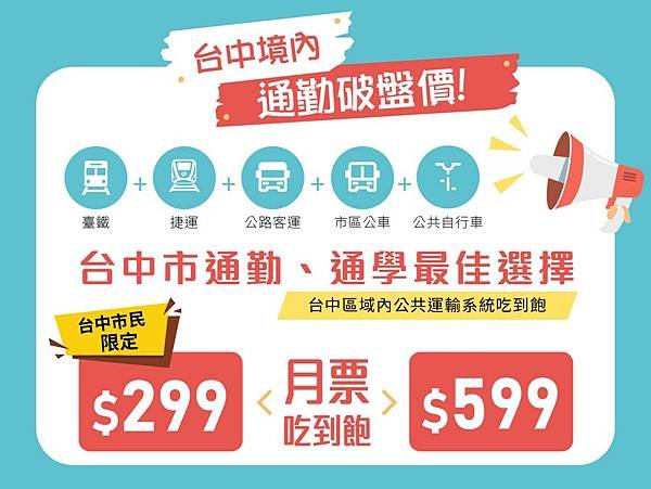 tpass台中市境內方案-市民限定299元