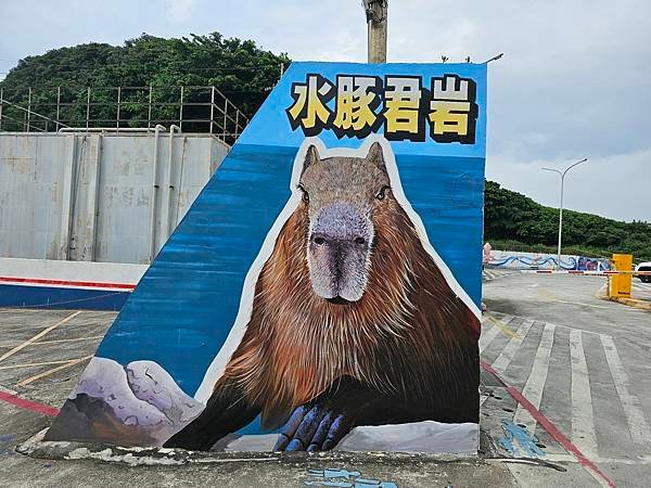 深澳漁港第1停車場水豚君壁畫