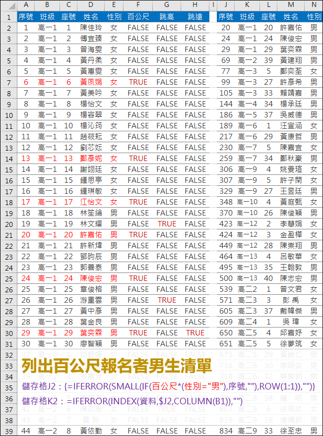 Excel-利用INDEX函數和陣列公式執行查表工作