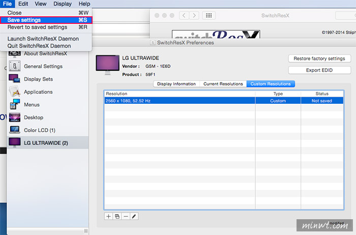 梅問題－《SwitchResX》修改MacBook Pro Retina螢幕解析，支援LG 21:9螢幕