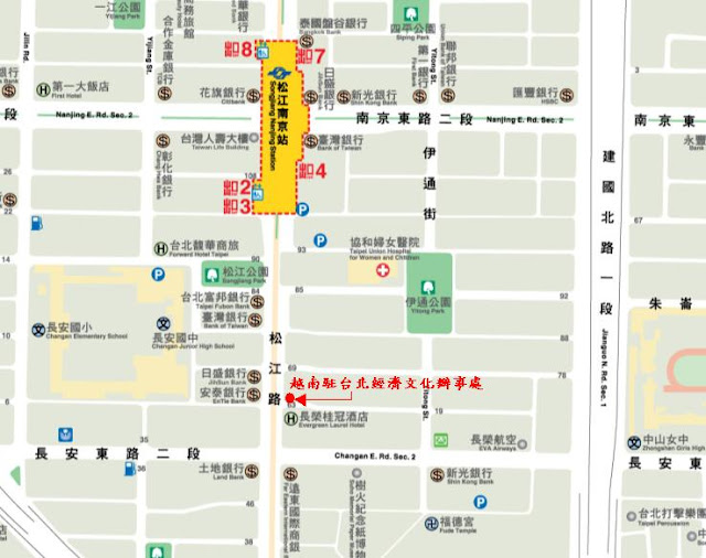 駐越南臺北經濟文化辦事處位置示意圖