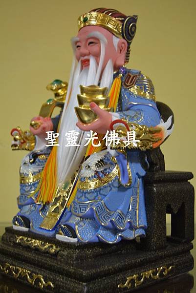 福德正神 土地公 極彩彩繪 淺彩藍衣 一尺三 樟木3