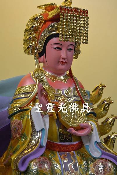 地母娘娘 一尺六 樟木 活眼 珍珠漆彩繪按金