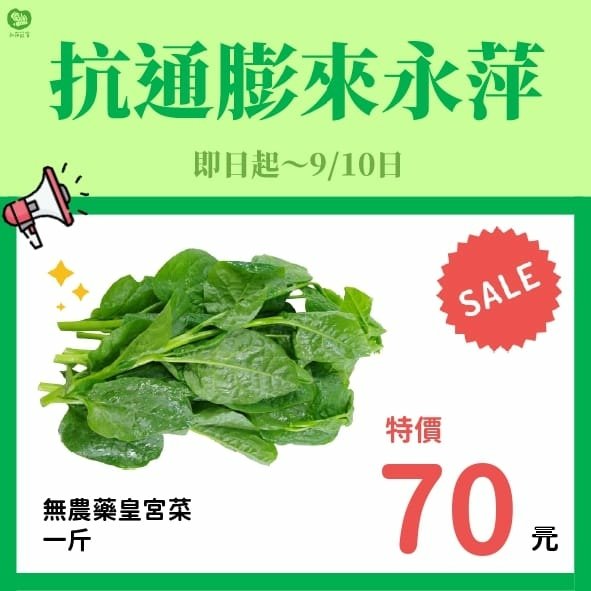 無農藥的皇宮菜1斤只要70元！