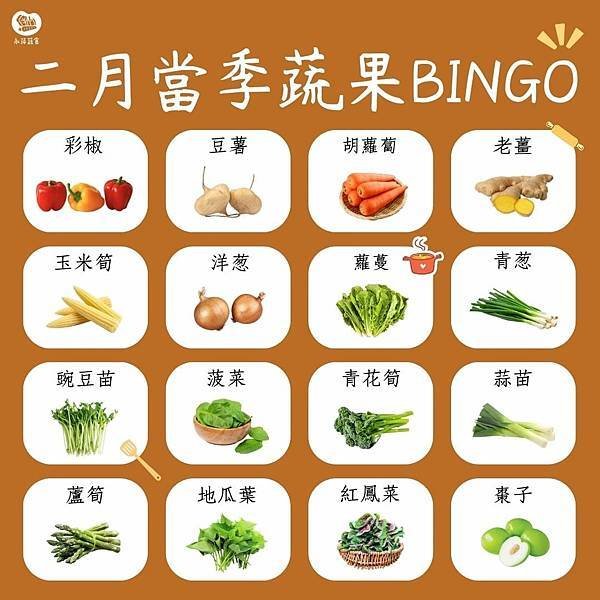 二月的蔬食BINGO第二彈來啦