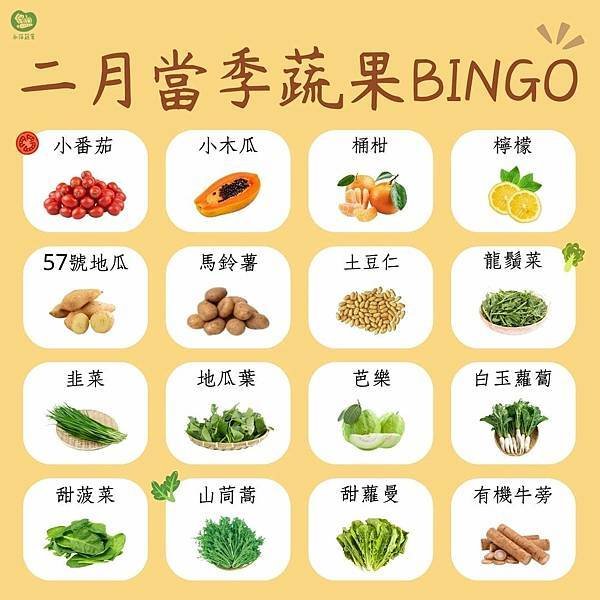 永萍當季時令專欄－－二月的蔬食BINGO最後一彈來啦