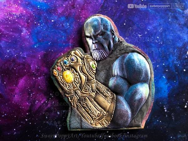 學習如何在餅乾上面畫 復仇者聯盟：無限之戰 薩諾斯-Thanos  | SweetPoppyArt 甜胖皮藝術糖霜餅乾 | #24 2