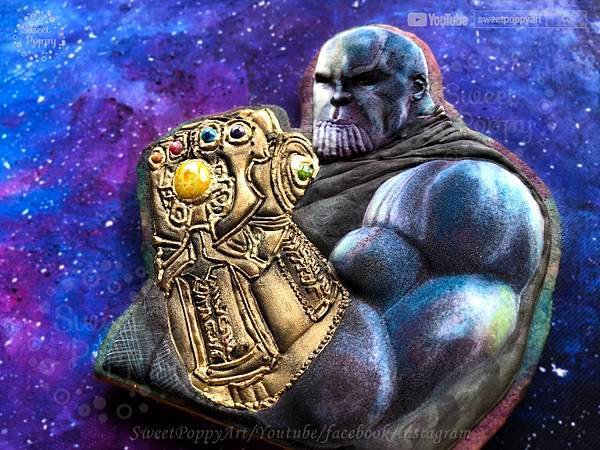 學習如何在餅乾上面畫 復仇者聯盟：無限之戰 薩諾斯-Thanos  | SweetPoppyArt 甜胖皮藝術糖霜餅乾 | #24 3