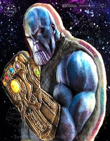 學習如何在餅乾上面畫 復仇者聯盟：無限之戰 薩諾斯-Thanos  | SweetPoppyArt 甜胖皮藝術糖霜餅乾 | #24 9