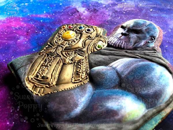 學習如何在餅乾上面畫 復仇者聯盟：無限之戰 薩諾斯-Thanos  | SweetPoppyArt 甜胖皮藝術糖霜餅乾 | #24 10