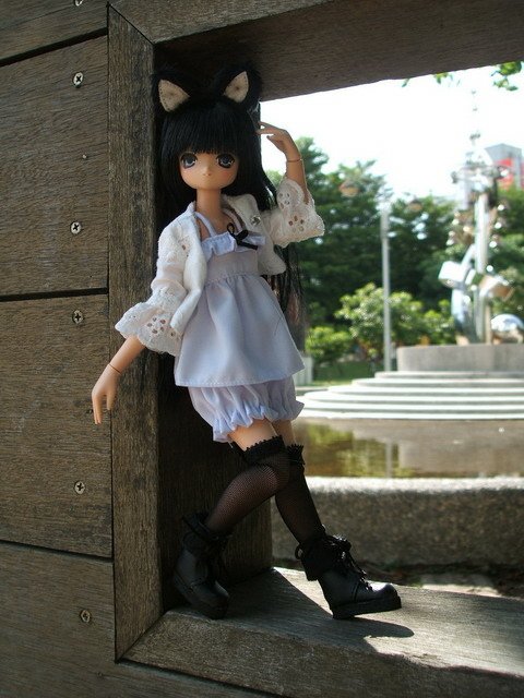 黑白貓耳娘的公園遊
