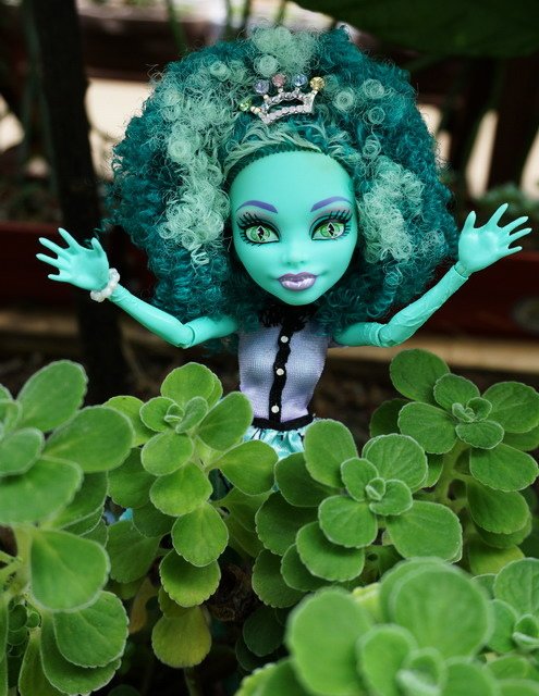 Monster High 花園中散步的爆炸頭女孩 -- 蜂蜜