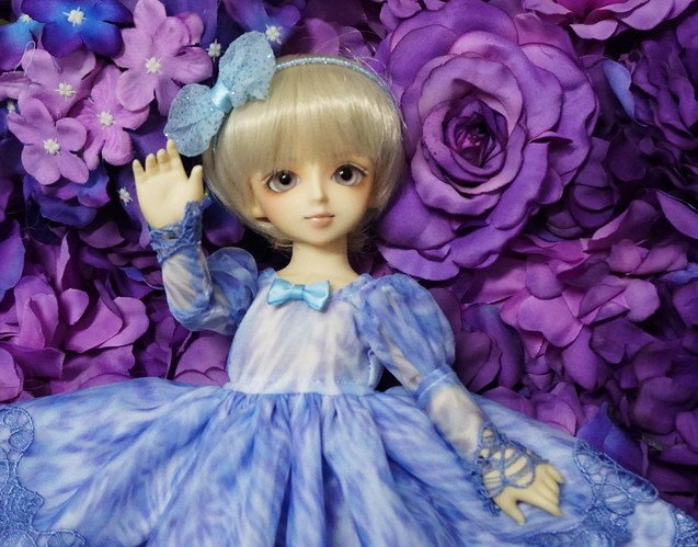 淺藍蕾絲水紋幼女洋裝