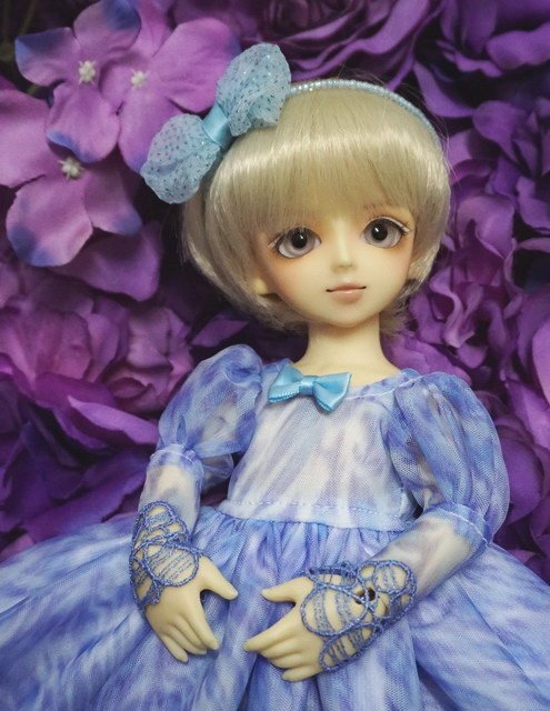 淺藍蕾絲水紋幼女洋裝