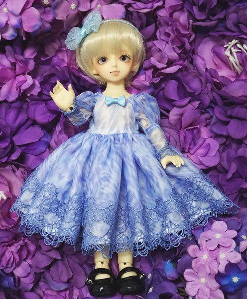 淺藍蕾絲水紋幼女洋裝
