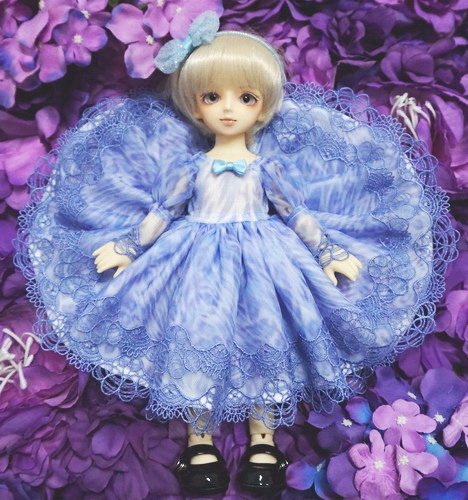 淺藍蕾絲水紋幼女洋裝