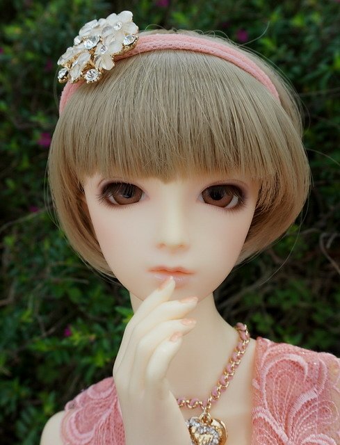 粉橘蕾絲淑女洋裝